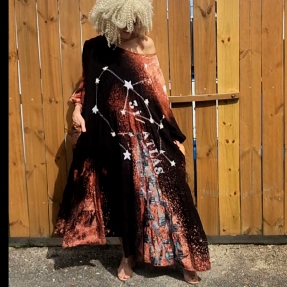 Designer Maxi Dress 3i ATLAS European Cotton Boho Cosmic Stars - Picture 10 of 11